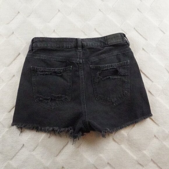 American Eagle Outfitters Mom Shorts womens 4 Black Denim Distressed - Picture 10 of 11